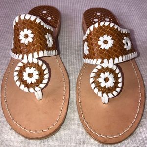 Jack Rogers Wicker Brown and White size 6 NEW